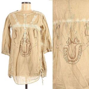 NWT Recobeco Tunic Top Crochet Skull Detail Distressed Boho Size Medium